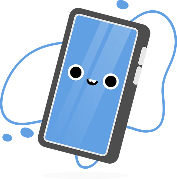 Smiley cell phone character.